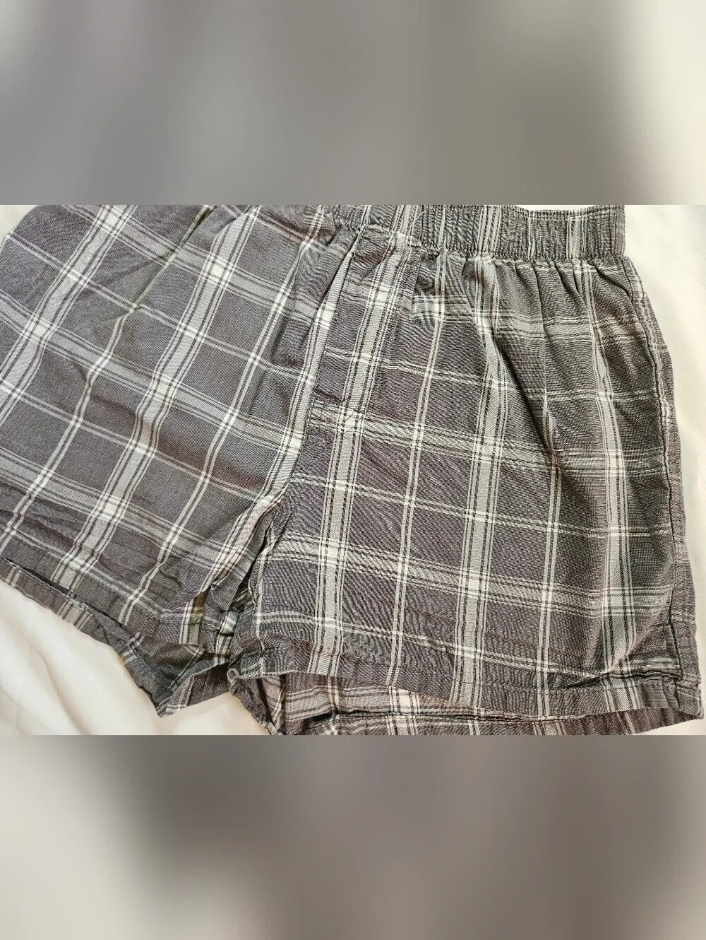 Old Navy Mens Gray Plaid Elastic Waist Boxer Shorts Size Small